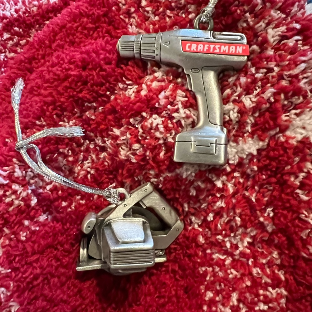 Christmas ornaments by Craftsman tool. Heavy pewter collectable.
